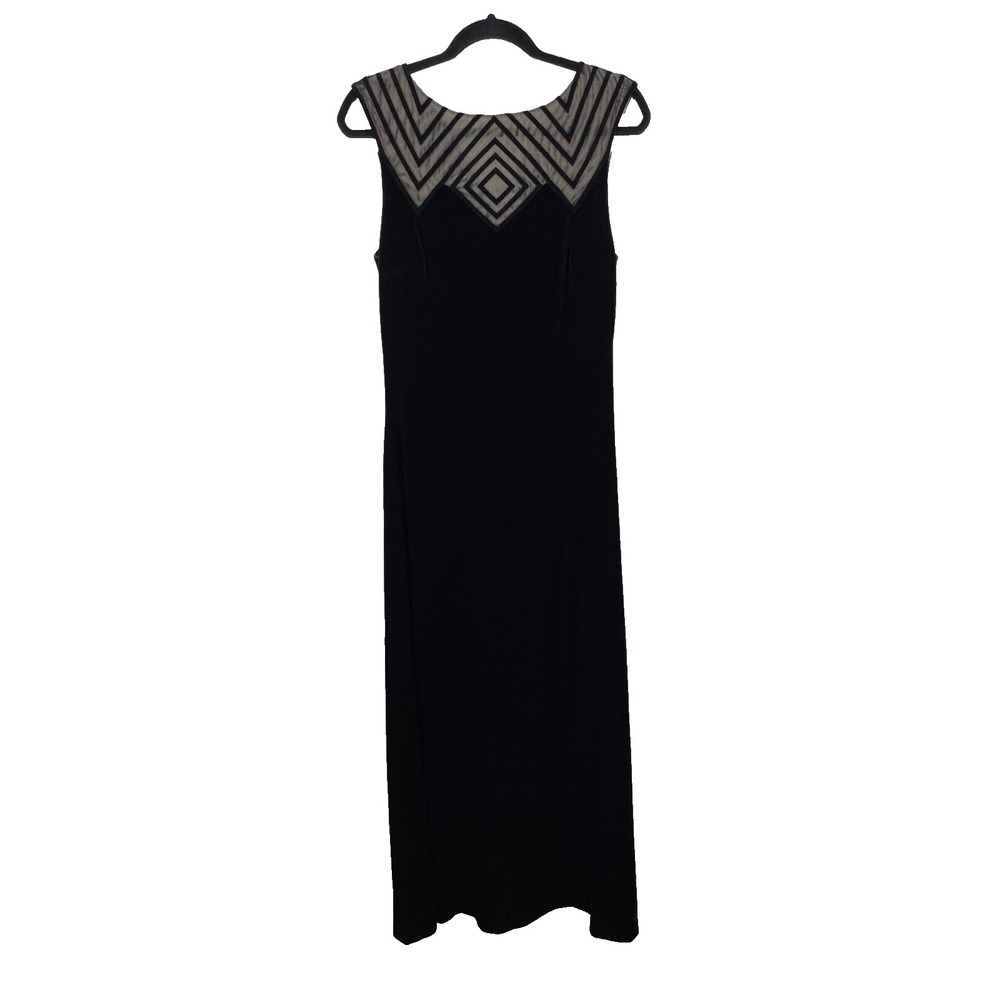 Alex Evenings Column Maxi Formal Dress Size 10 Black Velvet Long‎ Opera Holiday